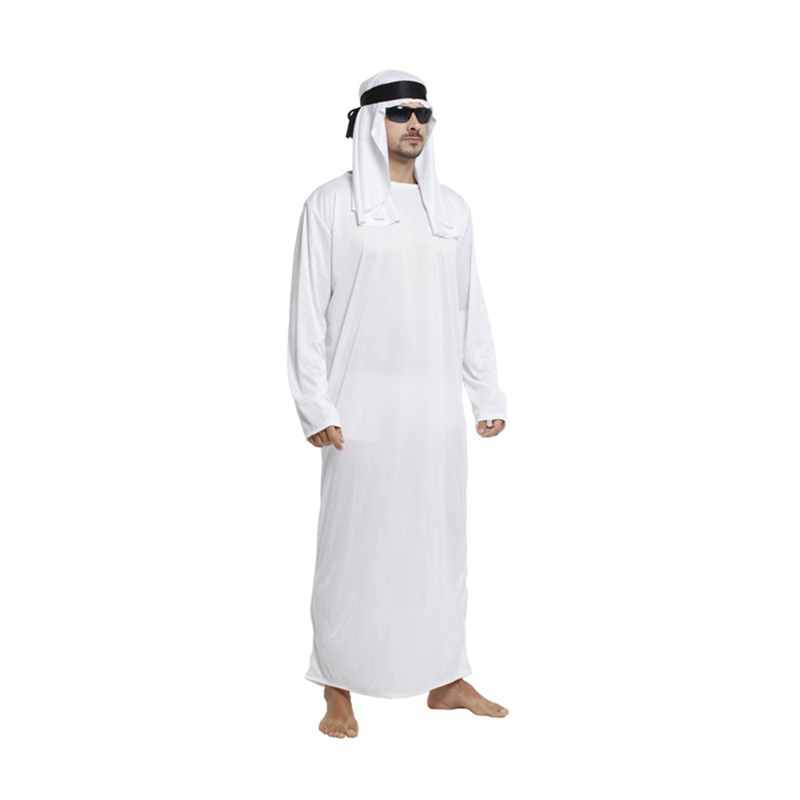 Tenues masculines arabe Uae Robe pour hommes manches longues arabe musulman moyen-orient col rond dubaï Thobe longue Abaya avec bandeau sangle