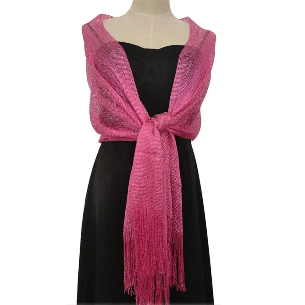 Robes de soirée châles élégants femme doré argenté fil glands mariée demoiselle d'honneur fête mariage tempérament accessoires écharpe