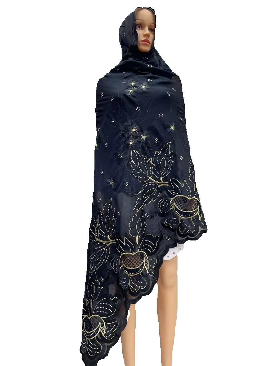 Nouveau foulard islamique 100 % coton pour femmes, broderie douce, hijab musulman, châle enveloppant, motif chip, style Dubaï, mode africaine pour femmes