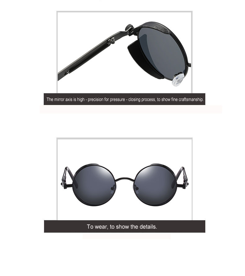 Lunettes de soleil steampunk gothiques classiques pour hommes et femmes, lunettes de soleil vintage, monture ronde en métal, créateur de marque, haute qualité, UV400