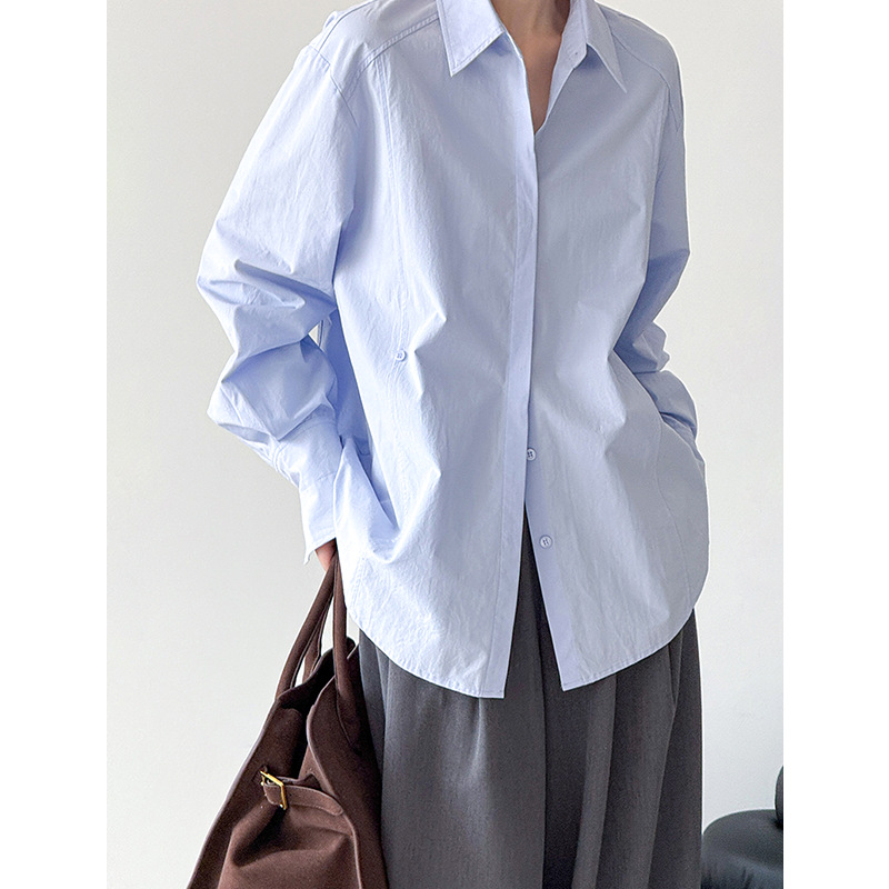 Chemisiers en coton pour femmes, col rabattu, chemisiers de bureau, hauts et chemisiers pour femmes, chemises à la mode, Blusas Roupa Feminina