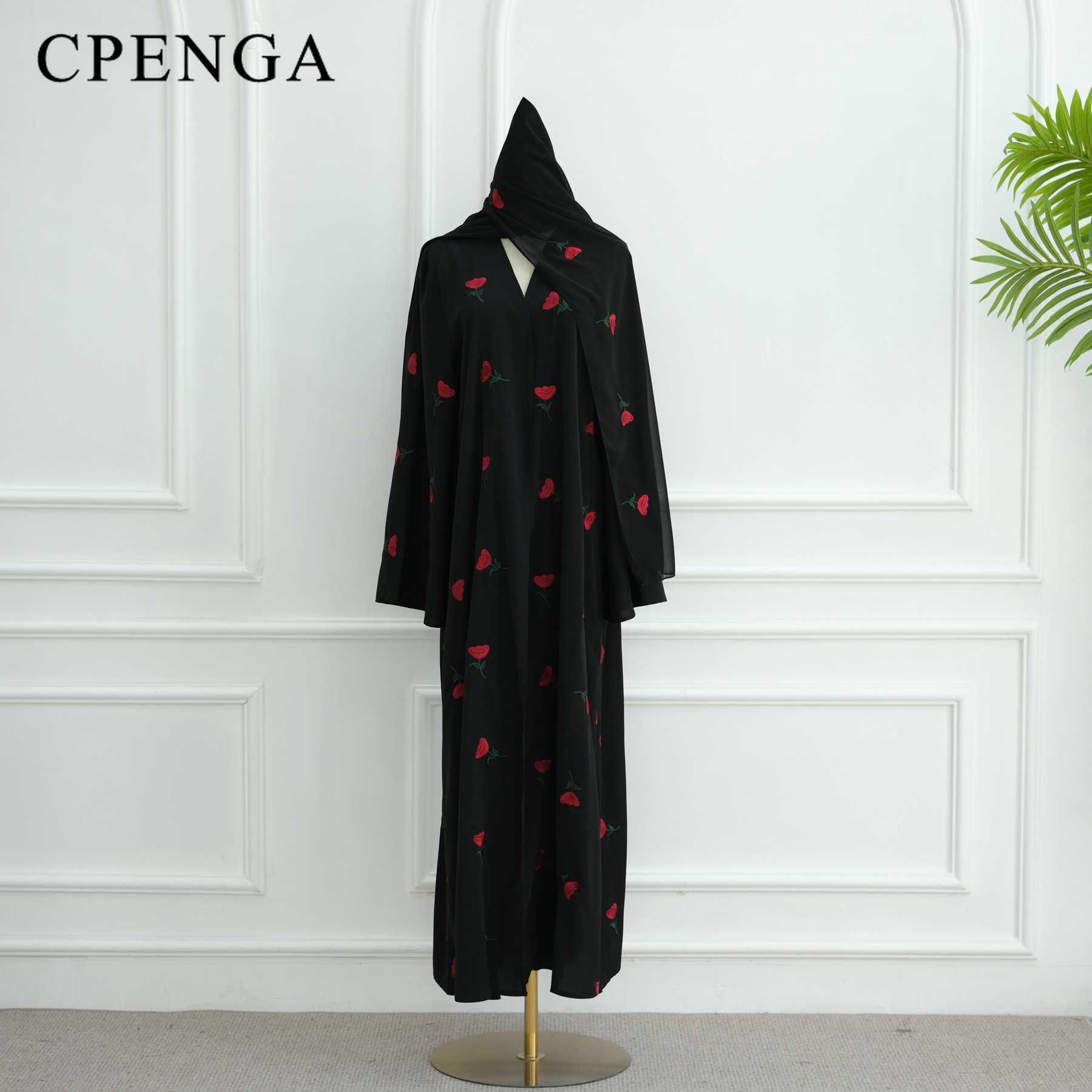 Cardigan brodé à fleurs du moyen-orient pour femmes musulmanes Eid dubaï Robe Abaya modeste avec Hijab Islam turquie Jalabiya Robe