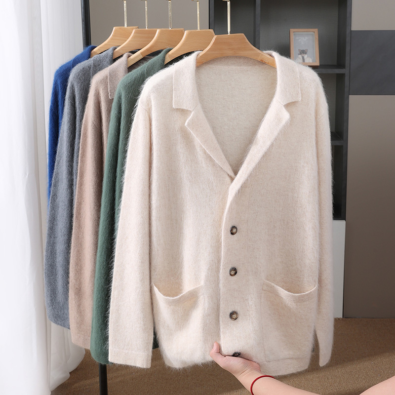 Nouveau Cardigan en laine de vison hommes pull rembourré manteau affaires décontracté tricoté cachemire pull manteau