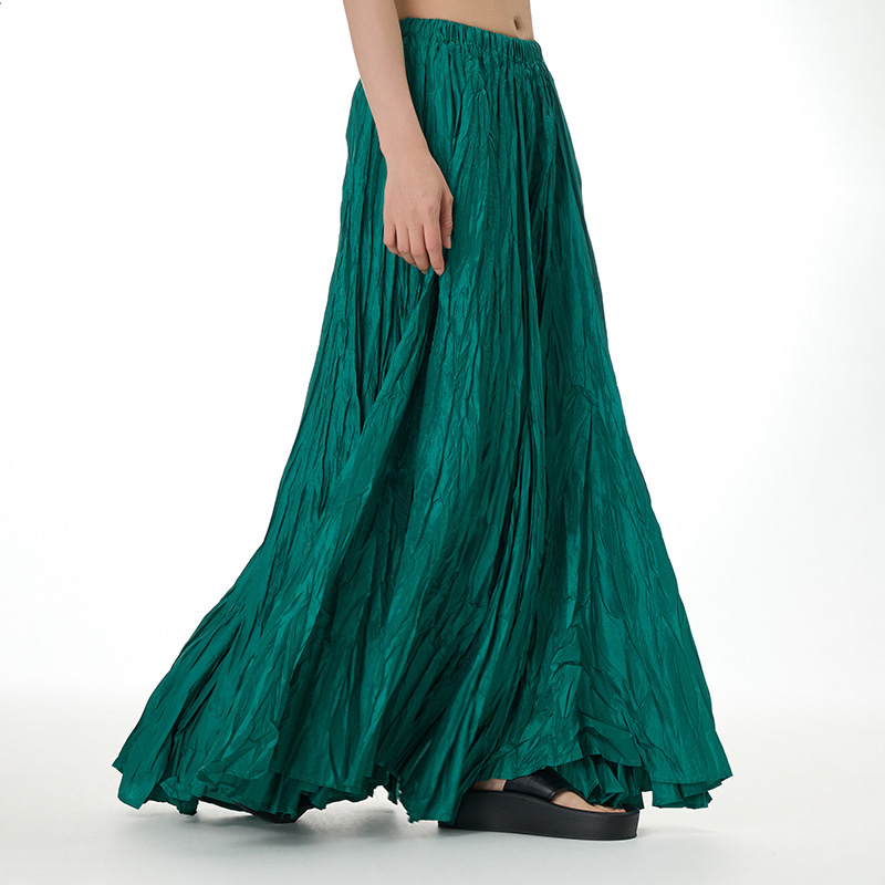 Jupes drapées froissées pour femmes, taille élastique, grand ourlet, jupes longues, parapluie, streetwear féminin, été, élégant, grande taille