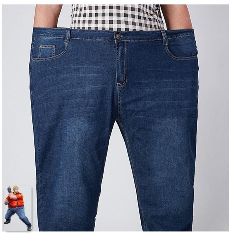 Jean élastique bleu pour homme, pantalon en denim, grande taille, Extra Large, FJ46 48 52