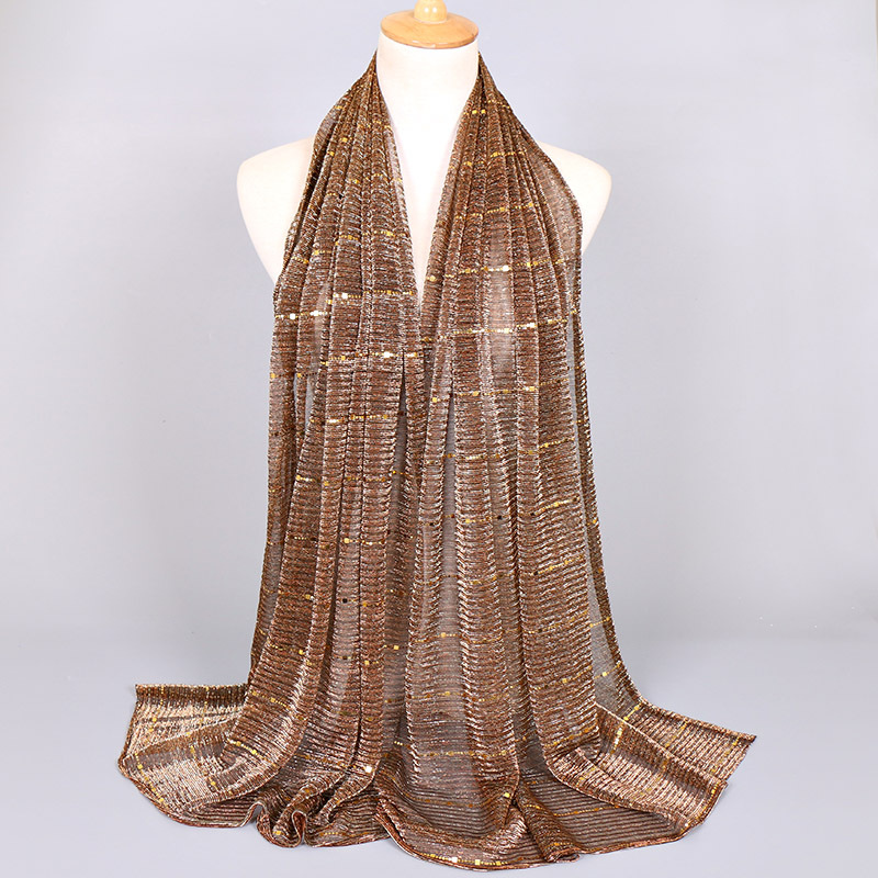 Écharpe légère à paillettes pour femme, couleur unie, tissu doux, châle, automne