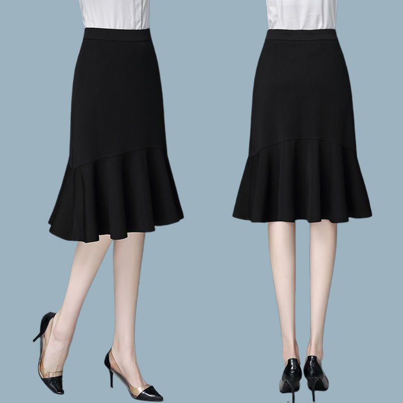 Jupe ample taille haute aux hanches, couleur unie, à volants, queue de poisson, élégante, à la mode, vêtements pour femmes, nouvelle collection été