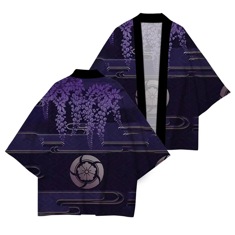 Vêtements traditionnels japonais, nouvelle collection été, protection UV, kimono de haute qualité, kimono décontracté ample, imprimé motif glycine, XXS-4XL