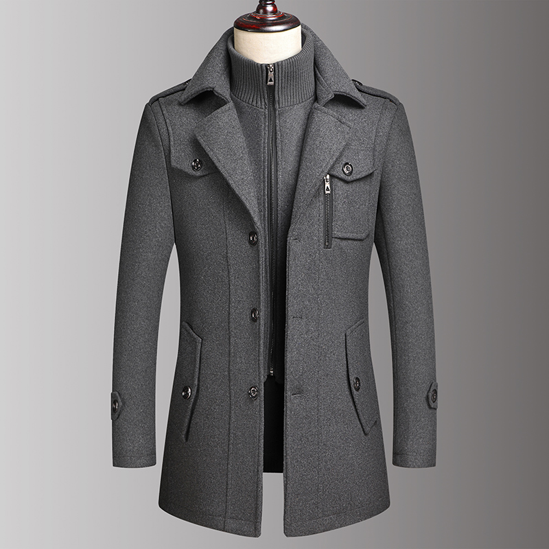 Manteau en laine à Double col pour hommes, beau manteau en laine à la mode pour hommes d'âge moyen, Style Business, haute qualité, automne hiver