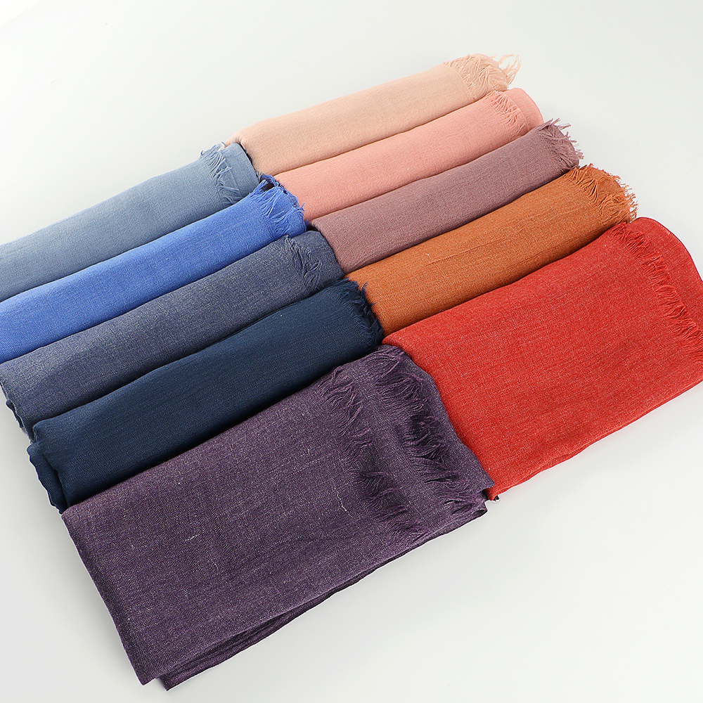 Mode lin coton écharpe Hijab grande taille châles doux pour les femmes foulards musulmans couleur unie enveloppes dames bandeau 190*100 cm
