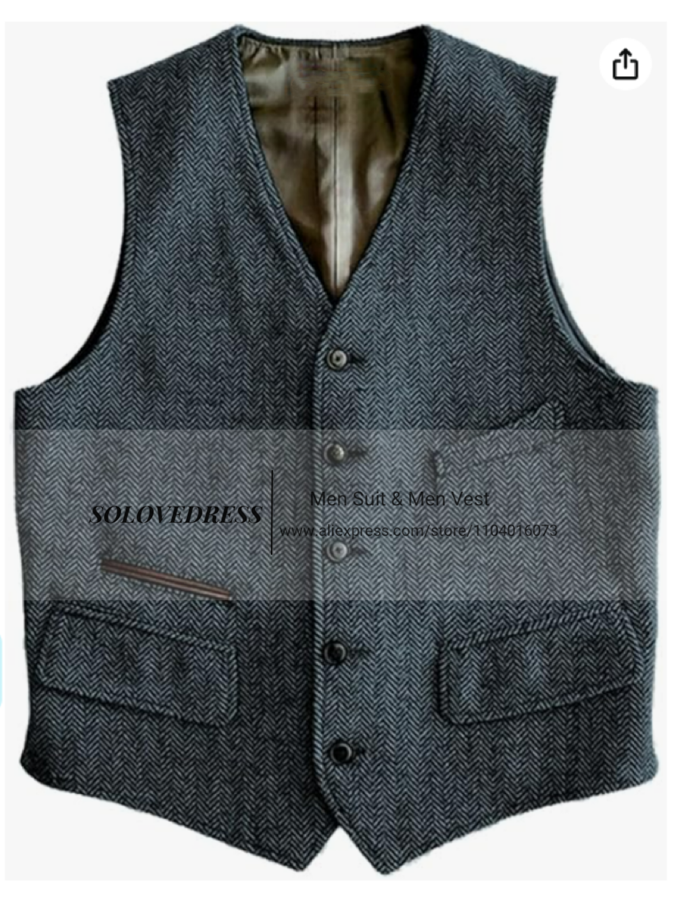 Gilet pour hommes coupe ajustée costumes gilet à chevrons Tweed cran revers laine affaires gilet décontracté Grossmen pour mariage