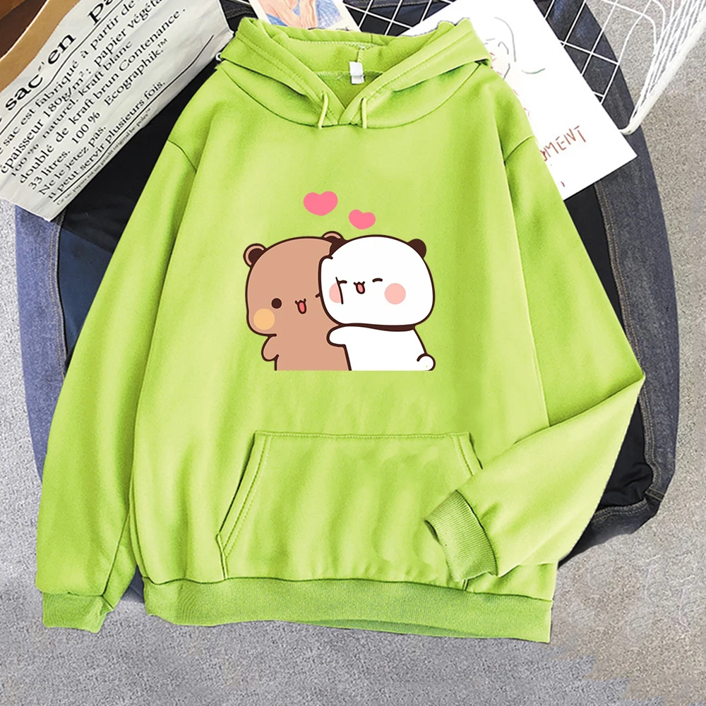 Dessin animé Panda Bubu et Dudu femmes grande taille sweat à capuche Kawaii Harajuku col rond Harajuku unisexe imprimé vêtements hauts