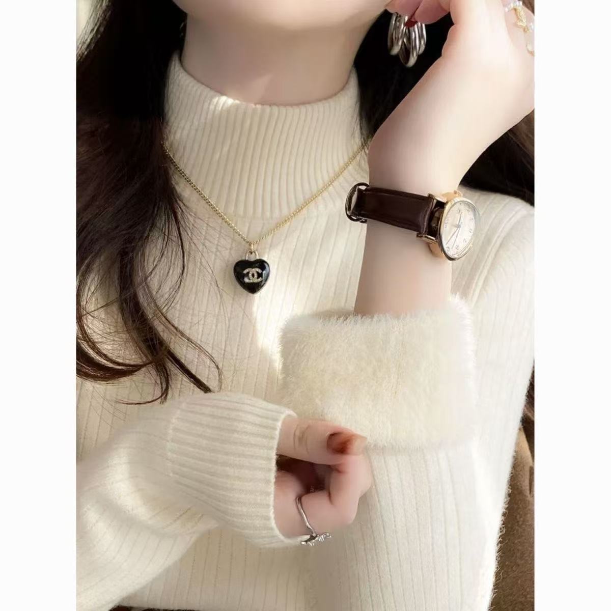 Pull à col roulé pour femme, hiver 2026, rétro, avec doublure en velours, épais, vêtement thermique en tricot, pull de base.