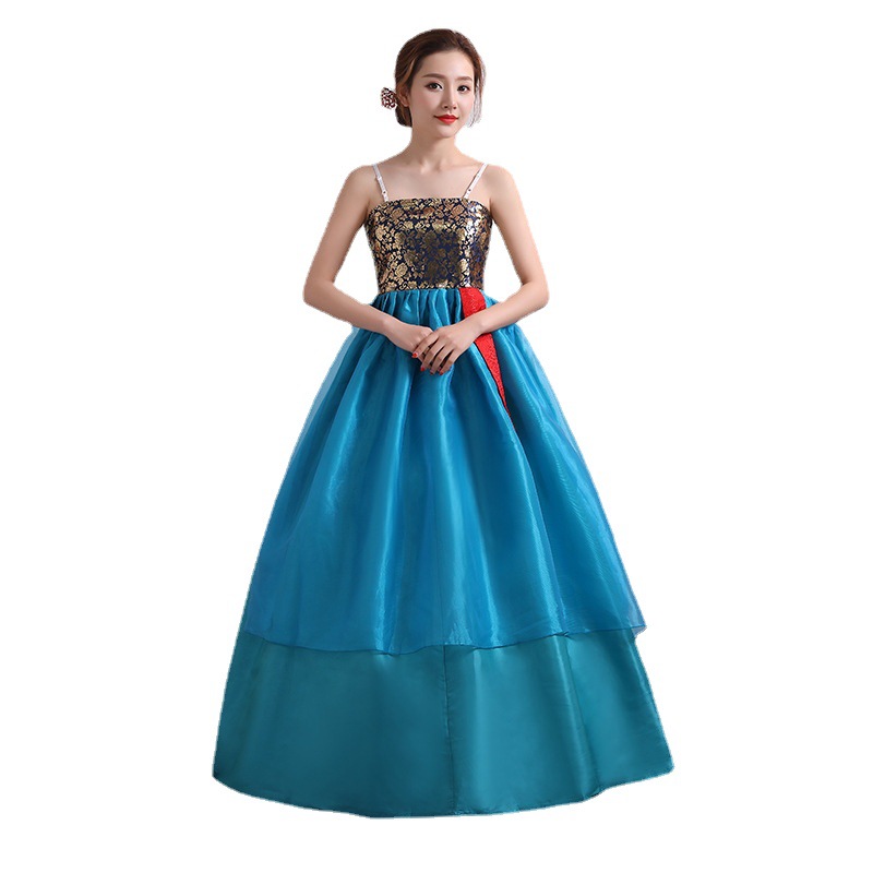 Hanbok pour femmes, Costume traditionnel coréen, vêtements de cour de spectacle de palais minoritaire, robe de danse pour fête de mariage, nouvel an, fleur