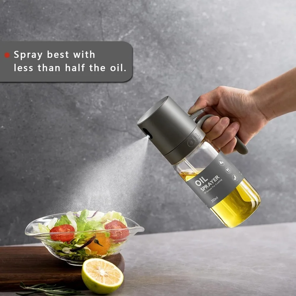 Pulvérisateur d'huile d'olive, Gadgets de cuisine, bouteille de pulvérisation d'huile en verre de 8.5oz, pulvérisateur d'huile de cuisson, distributeur d'huile d'olive