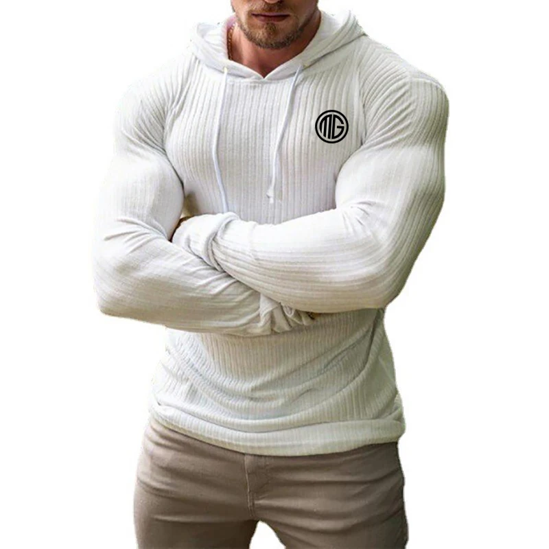 Chandails à capuche pour hommes, nouvelle marque de mode d'automne, tricot de printemps, vêtements Slim Fit, pull classique côtelé