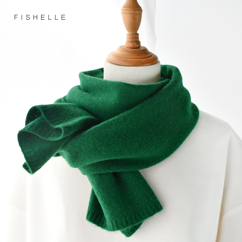 Écharpe en laine pour femmes et hommes, couleur unie, chaude pour l'hiver, tricotée, courte et fine, écharpe pour femmes adultes, enfants, cadeau de Noël et de Nouvel An.
