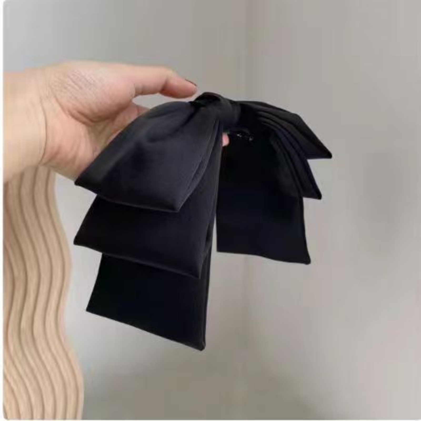 Grande pince à cheveux en Satin, nœuds pour filles et femmes, rose uni, noir, épingle à cheveux multicouche, mode coréenne, accessoires pour cheveux, nouvelle collection