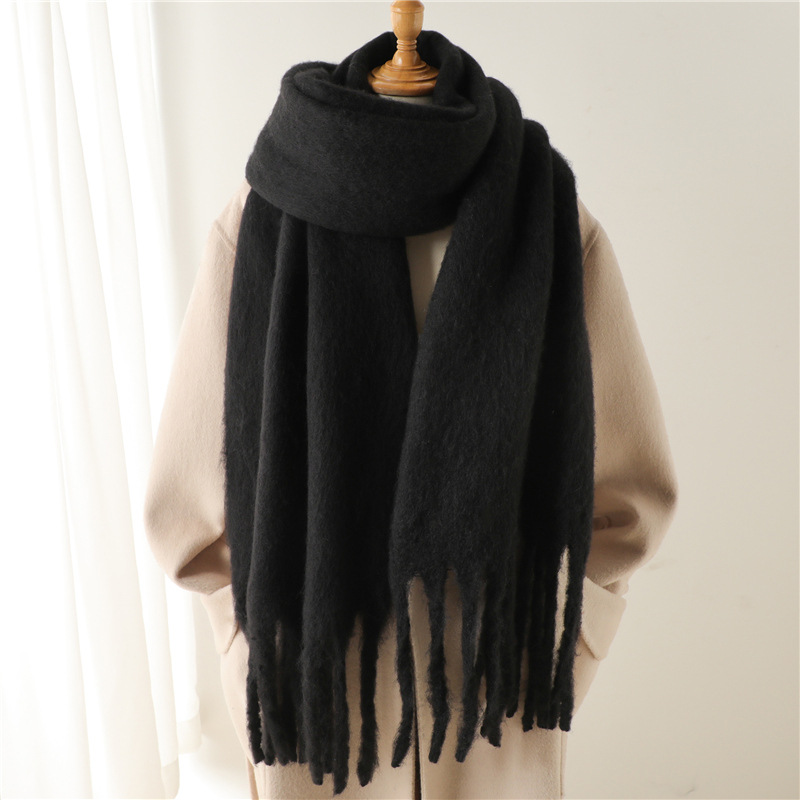 Mahair arc-en-ciel hiver Design de mode femmes couverture écharpe marque de luxe épaissir chaud foulards gland foulard cachemire châles