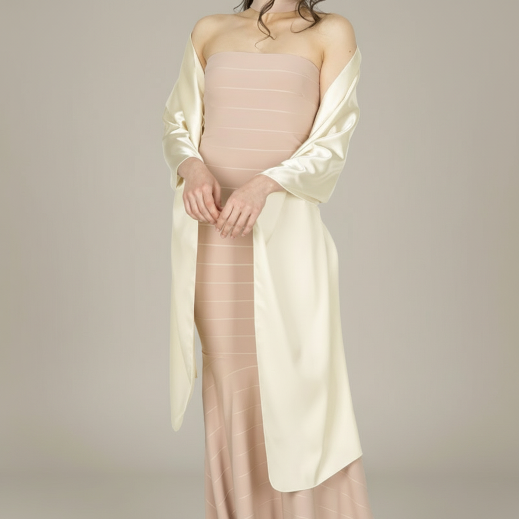 Élégant châle en satin de soie pour femme, doux, accessoire de robe de soirée ou de mariage, 65x180cm, léger, portable, luxueux, brillant, cadeau