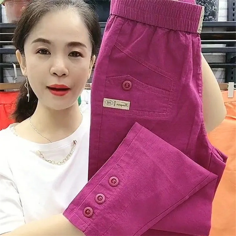 Pantalon coréen pour femmes, taille haute, en coton et chanvre, décontracté, Slim, taille haute, ample, Harun, pour dames, nouvelle collection été 2026