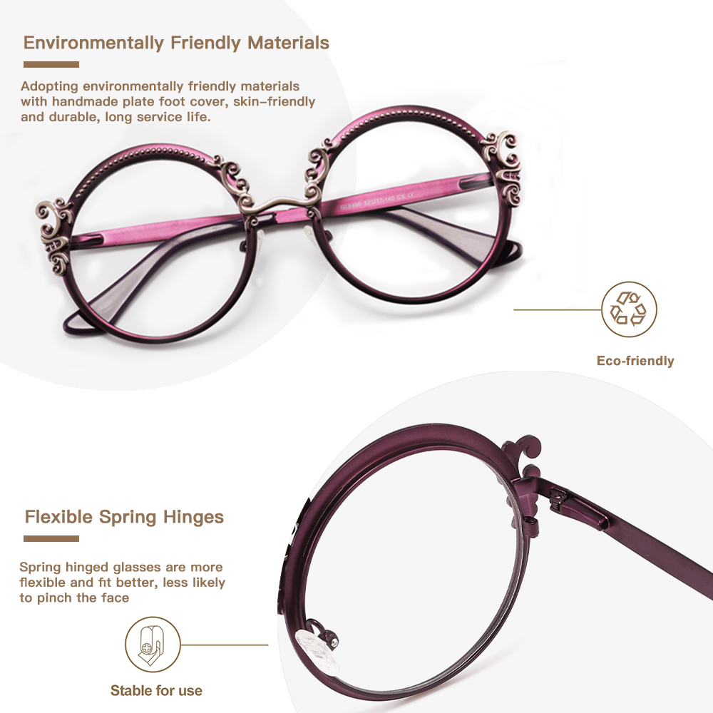 Montures de lunettes rondes rétro pour femmes, lunettes anti-lumière bleue, lunettes optiques, myopie, contrevenants, mode de luxe