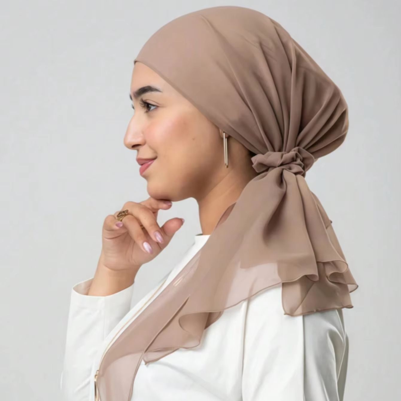 Nouveaux hijabs instantanés en jersey de mousseline pour femmes, avec attache de cheveux en mousseline, turban élastique, bonnet respirant pour l'Aïd, 85*70cm