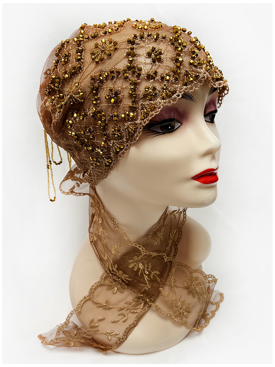 Le style de ruban de 2025 est un tube de perles en tissu maillé associé à un chapeau brodé en fil de diamant acrylique pour les femmes arabes de Dubaï