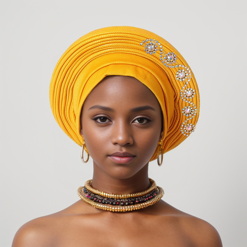 Couvre-chef africain Auto Gele femmes Turban casquette Nigeria couvre-chef fête de mariage cravates femme bandeau déjà fait Autogele