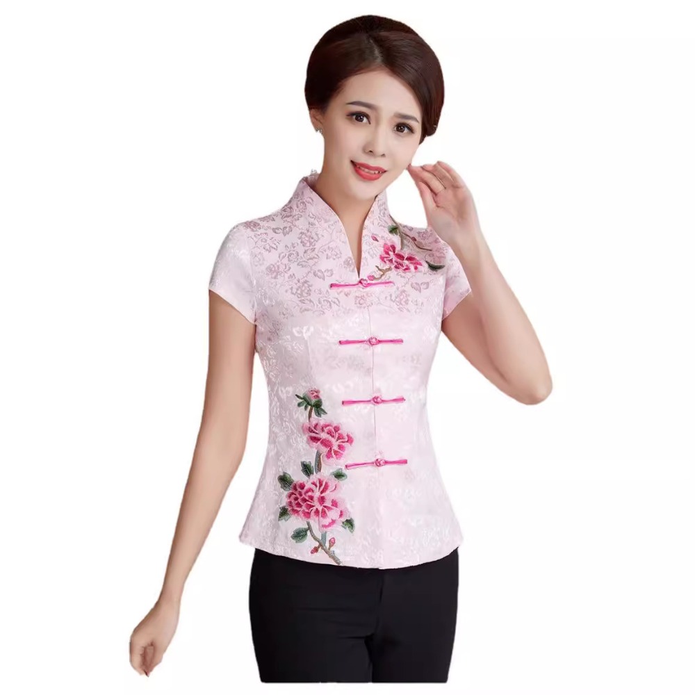 Vêtements traditionnels chinois pour femmes, hauts Qipao Cheongsam Hanfu Style ethnique Vintage décontracté, Streetwear d'été