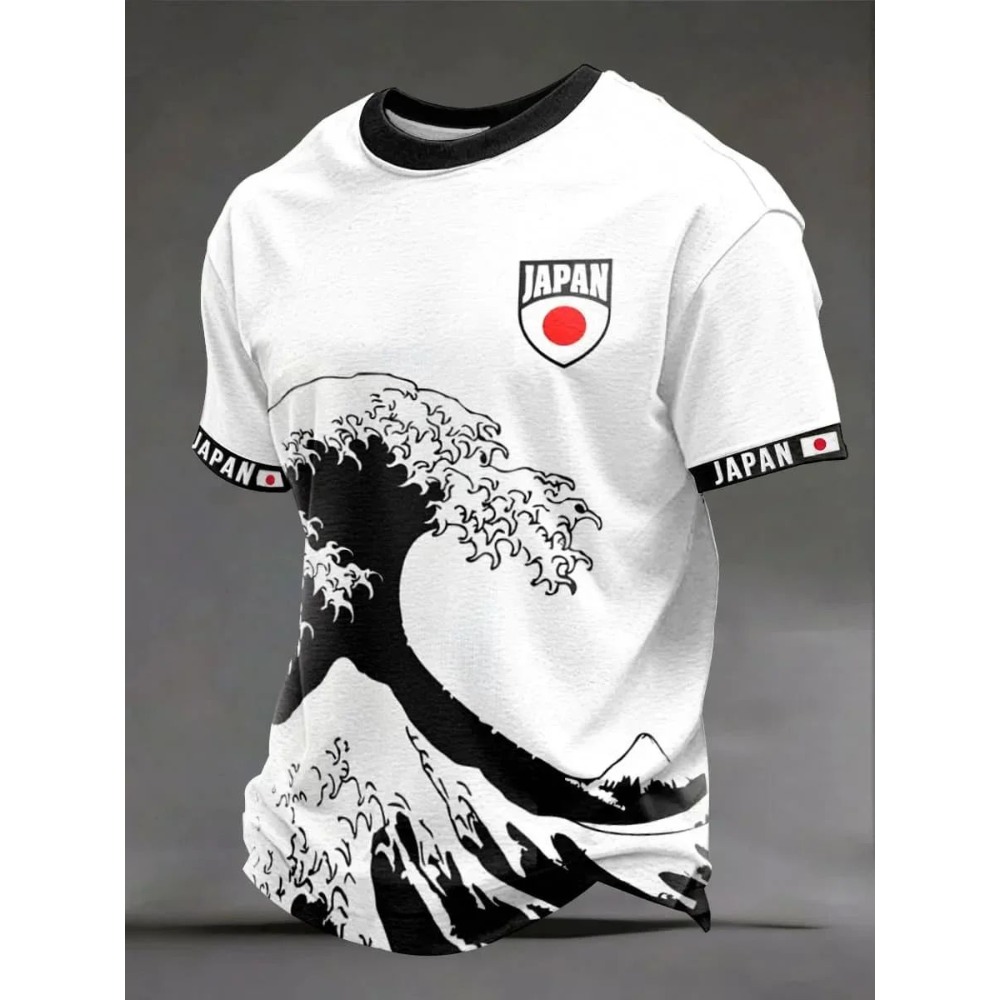 Maillot de football imprimé pour homme été 2026, T-shirt 3D à manches courtes, motif drapeau japonais, pour supporter sportif, décontracté et respirant