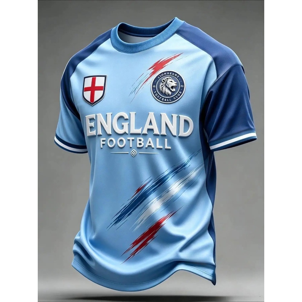 Maillot de football anglais d'été respirant, T-shirt de sport imprimé 3D, T-shirt à manches courtes pour homme, style neutre, streetwear, vêtements pour homme