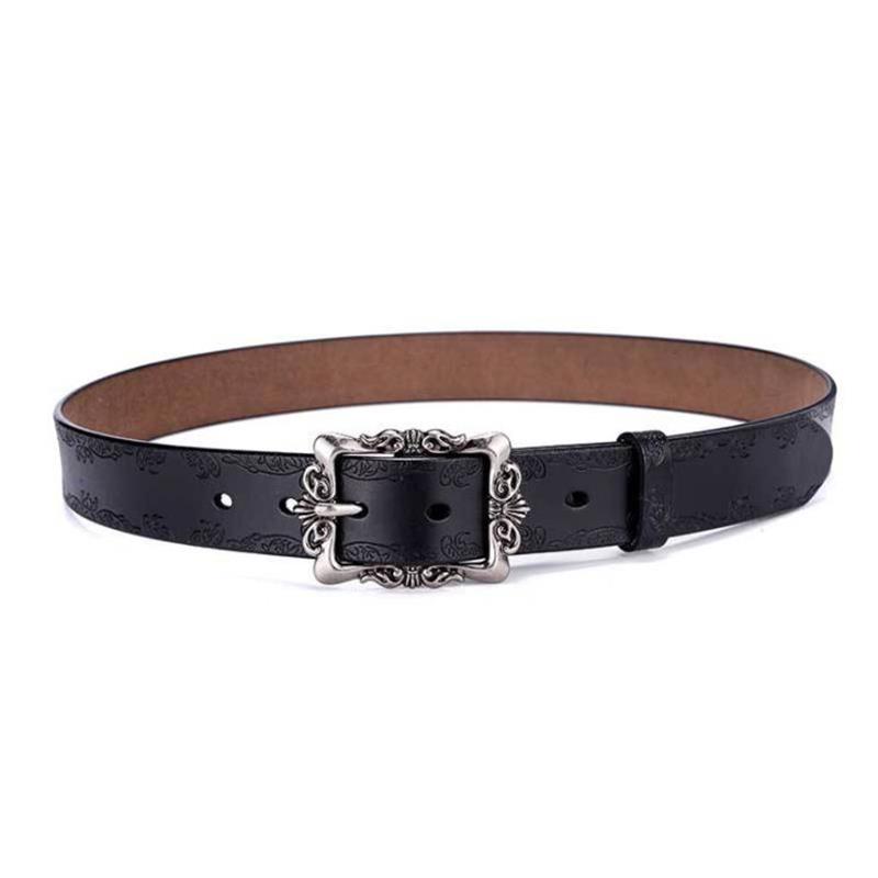 Femmes Généreau en cuir Courte Cowskin Casual Punk Luxury Brand Designer Belts For Women Jeans Wonisbank Femme Black Strap