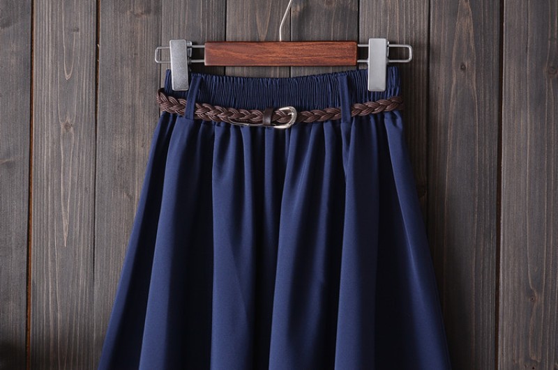 Jupe plissée mi-longue avec ceinture pour femme, taille haute, style coréen, collection été 2020