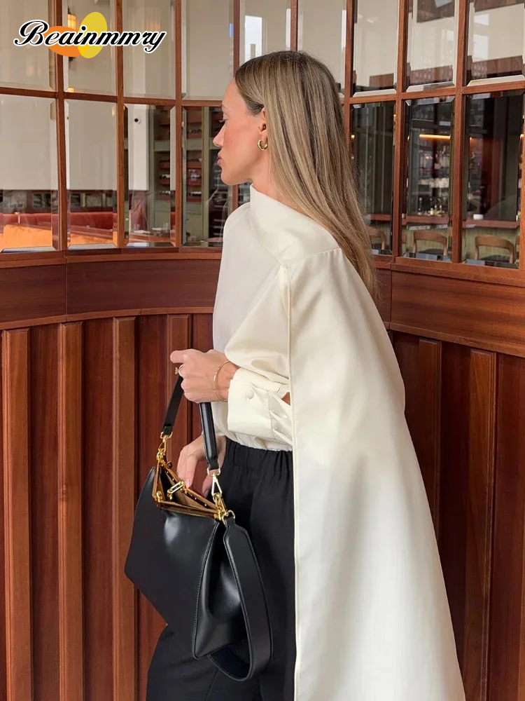 Chemise ample à col écharpe pour femme, élégante, à manches longues, avec ruban, épaule inclinée, chemisier tendance, nouveau printemps, chemises de bureau pour le trajet quotidien, 2026