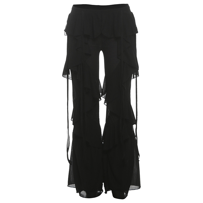 Couvre-up à volants pour femmes, vêtements de plage, tunique en coton blanc, pantalon en maille, jupe portefeuille, Cover-Up pour maillot de bain, été