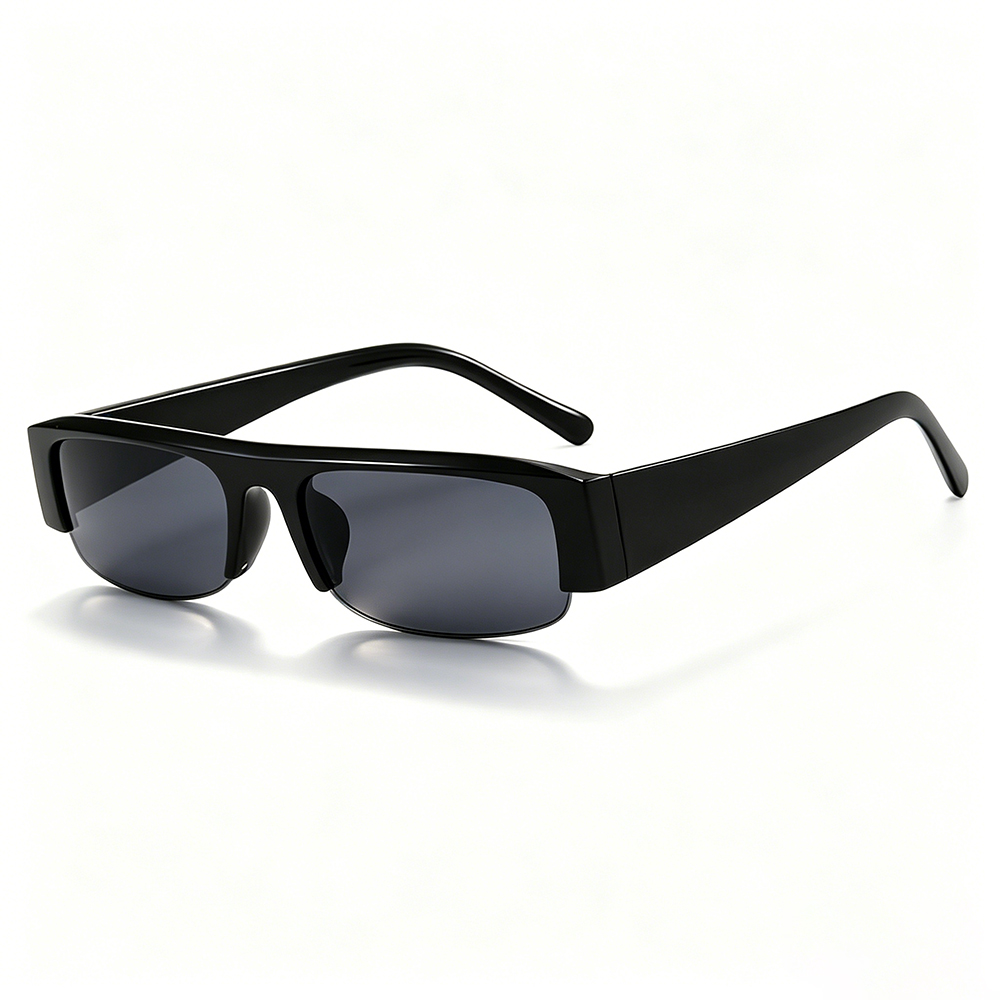 Lunettes de soleil demi-cerclées rectangulaires vintage de luxe pour femme, tendance, protection UV400, pour la conduite, mode streetwear