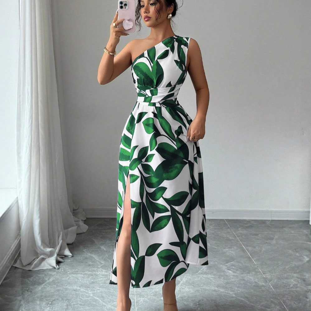 Robes pour femmes, nouvelle collection été, sans manches, col asymétrique, robe slim pour femmes, imprimé élégant, robe A-LINE, Vestidos De Verano Mujer