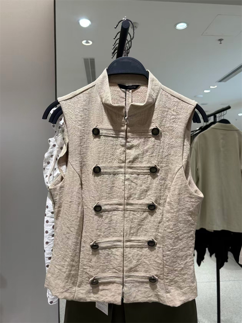 Gilet pour femme 2026 – Nouvelle collection été – Gilet sans manches uni avec boutons décoratifs – Décontracté et polyvalent