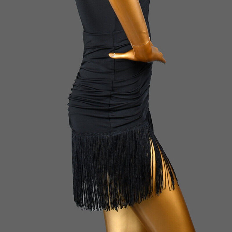 Jupe de brevLatine Noire à Franges pour Femme, Costume à Volants, de Salle de Bal, Régions ba, Samba, Tango, Chacha