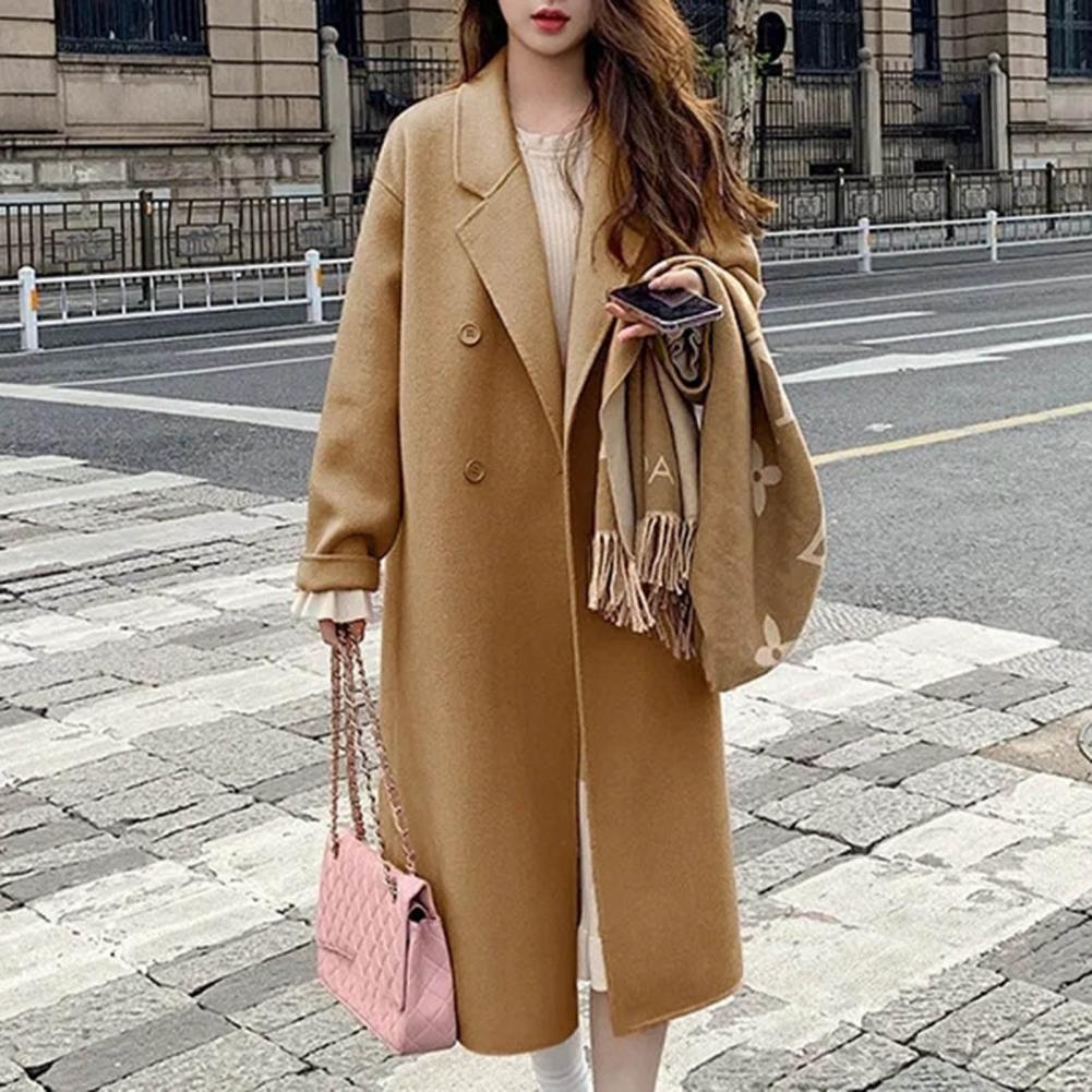 Manteau long en laine à double boutonnage pour femme, pardessus rétro pour femme, coupe-vent pour femme, mode automne et hiver, nouveau