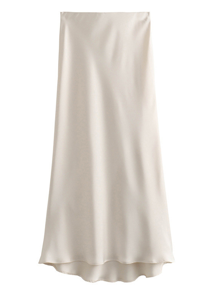2025 jupe en Satin noir femme taille haute jupes longues élégantes pour les femmes mode été jupe Midi bureau femmes jupes