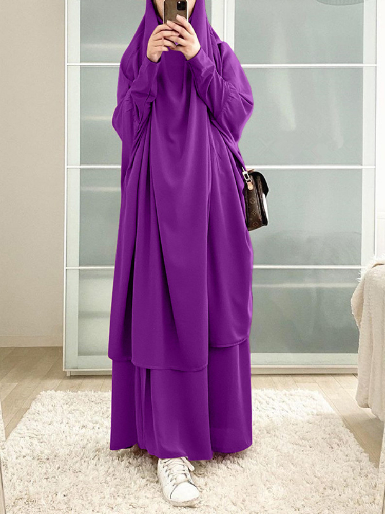 Eid femmes longue Khimar 2 pièces ensemble vêtement de prière Djellaba Abaya musulman Ramadan robe dubaï arabe islamique Niqab Burka Jubah Jilbab