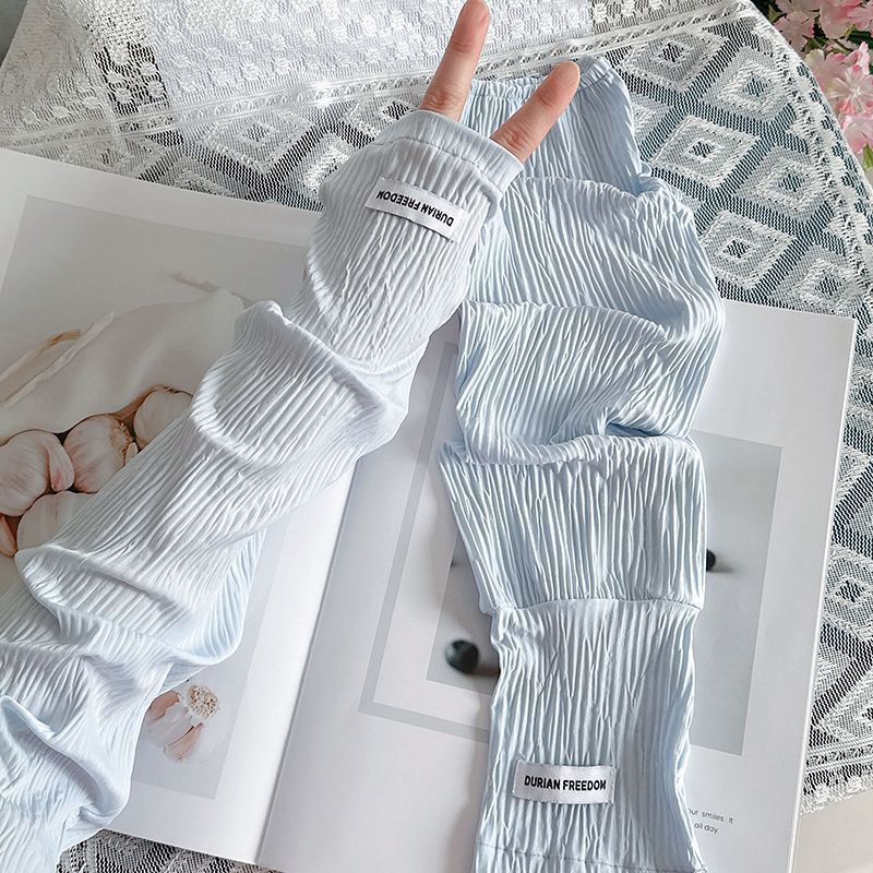 Manchons de bras en soie glacée pour femme, style coréen tendance, anti-rides, amples, grande taille, couleur unie, protection UV, rafraîchissants, pour l'été, la conduite, le cyclisme et les activités de plein air