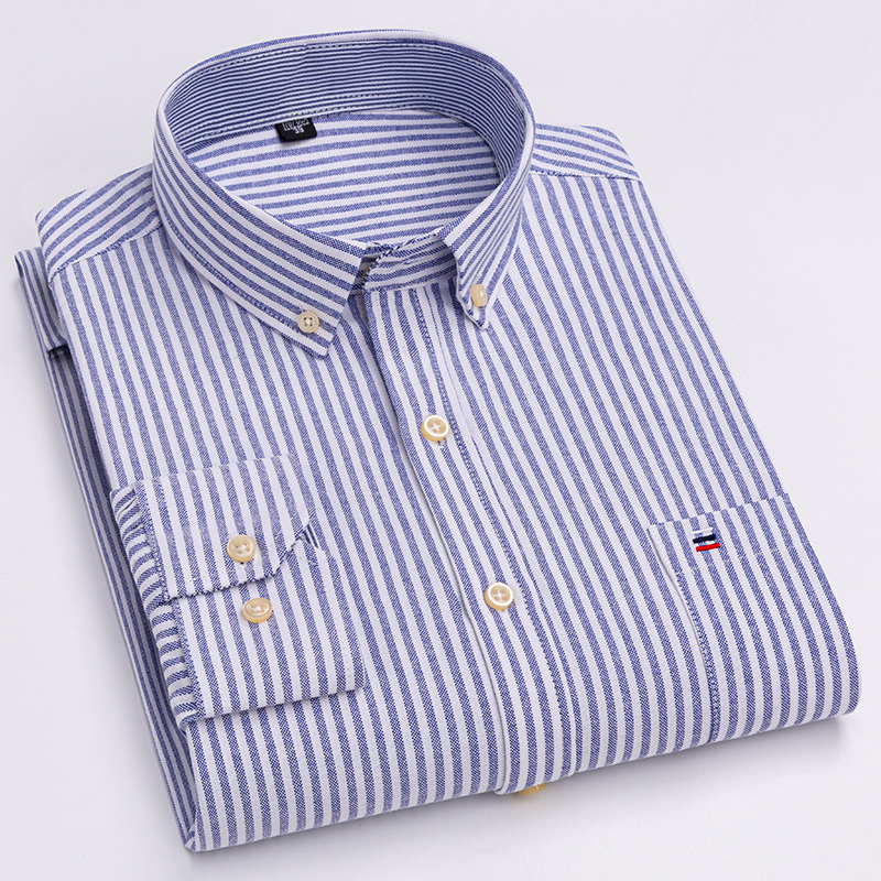 Chemises pour hommes en coton 100% de grande taille 7XL, chemise Oxford unie de qualité, coupe ample, manches longues, coupe ajustée, hauts rayés et à carreaux