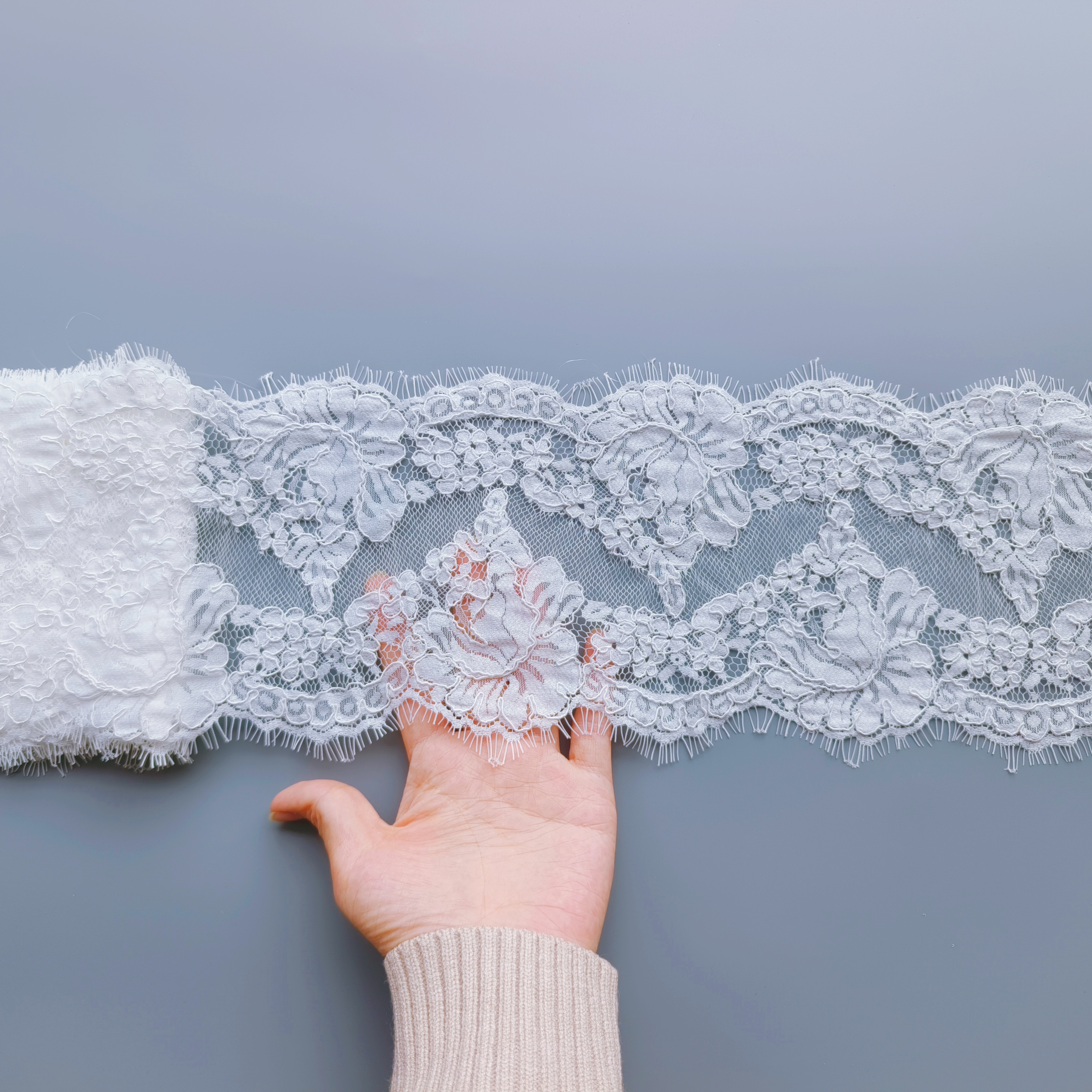3 mètres Chantilly cils Style français cordon fait à la main broderie mariée voile de mariage garniture en dentelle