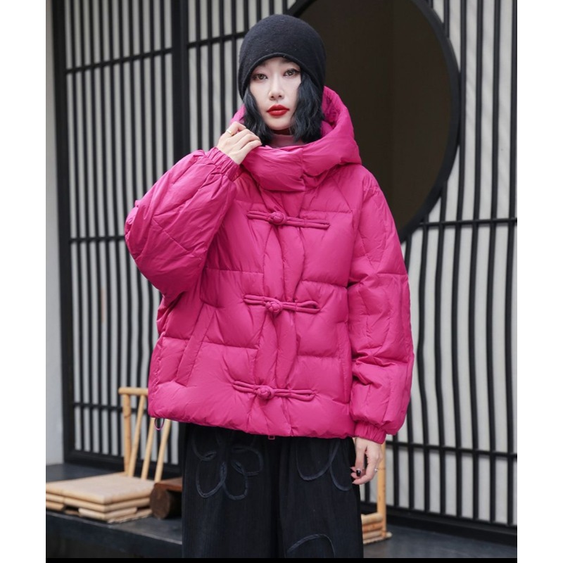 La nouvelle doudoune d'hiver pour femmes, courte à capuche, avec boucles épaisses de Style ethnique, manteau chaud et ample en duvet de canard blanc rétro