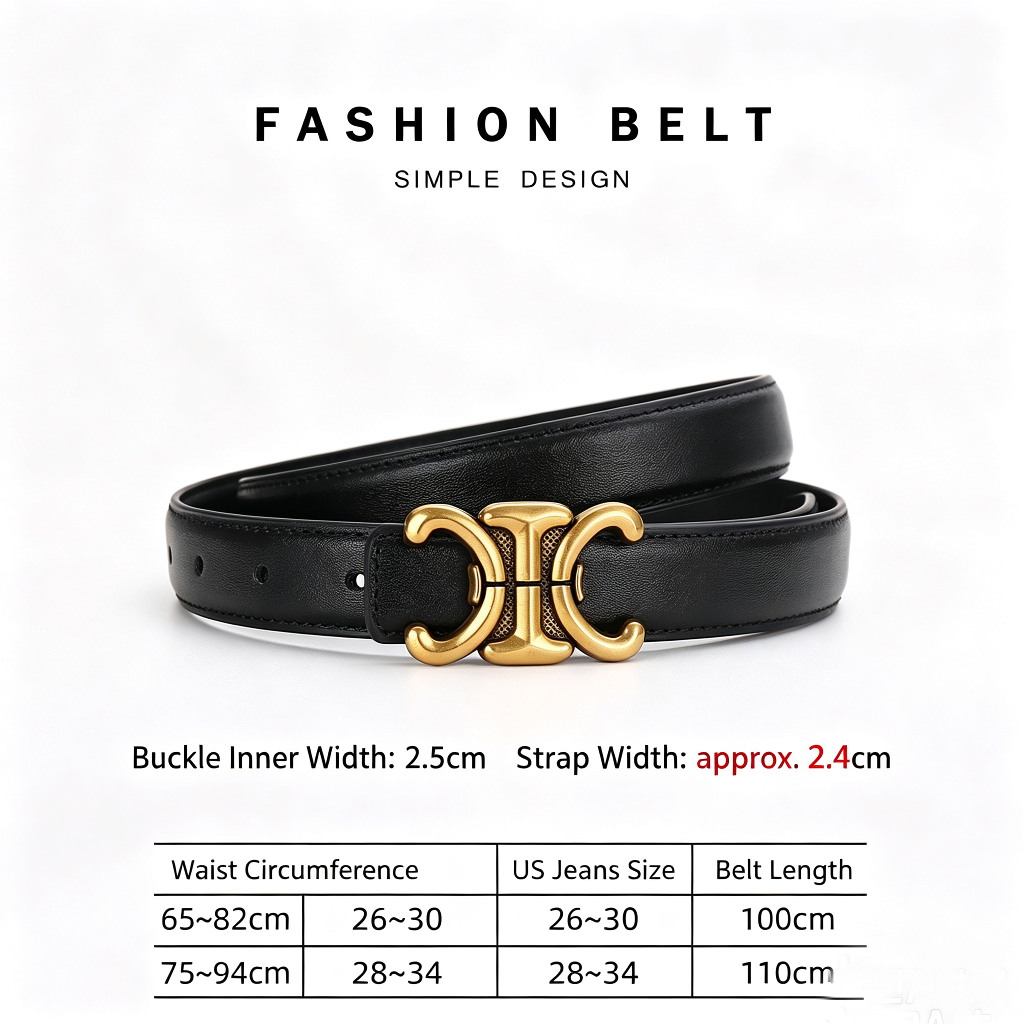 Ceinture fine en cuir pour femmes, boucle dorée vintage, ceinture de taille pour robes décontractées et jeans, ceinture décorative, accessoires de mode.