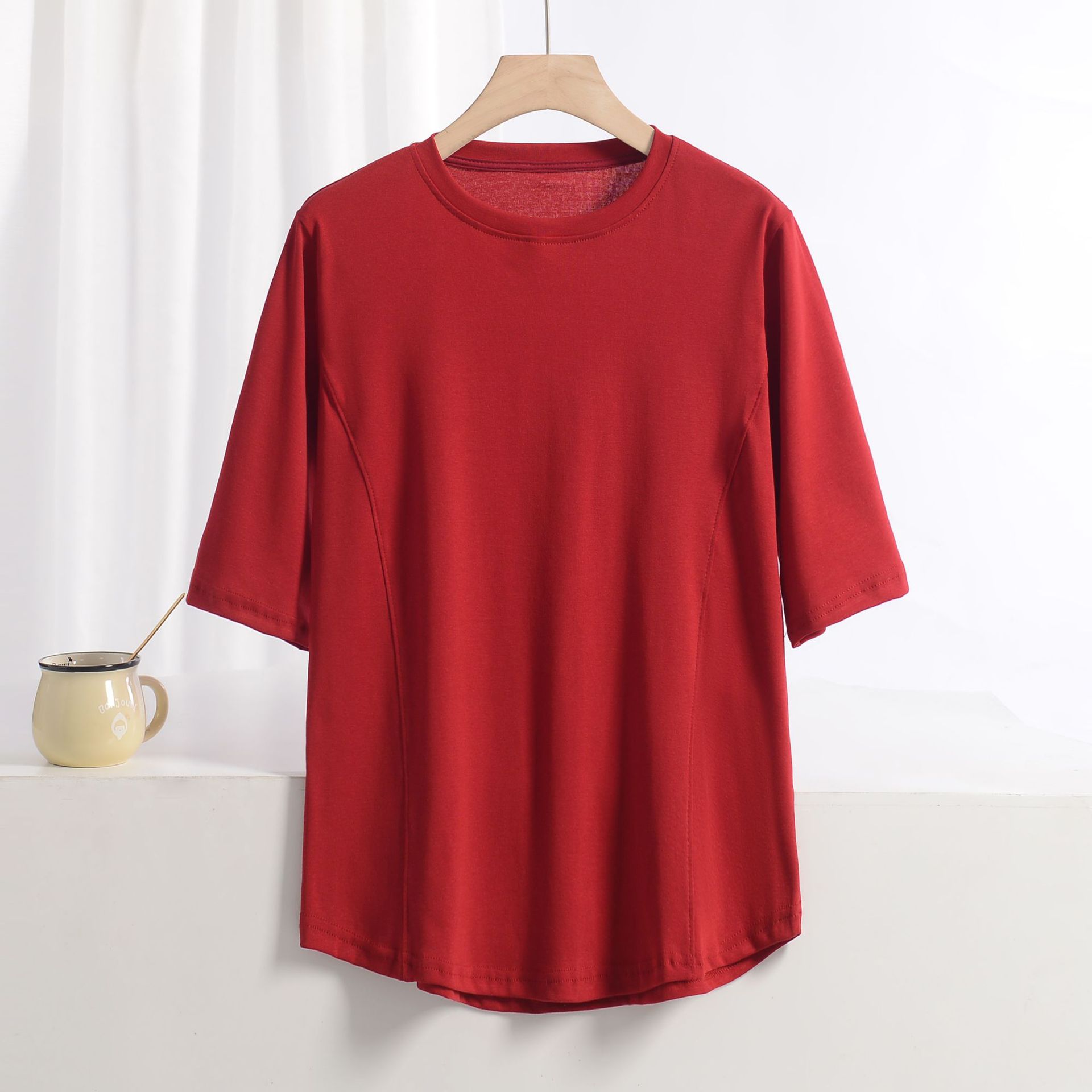 XL à 8XL grande taille t-shirts col rond T-shirt basique femme couleur unie demi manches été simple T-shirt hauts t-shirts à fond tout tapis