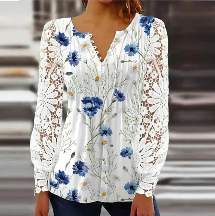 Chemisier imprimé élégant pour femme, chemise décontractée, mode tempérament, haut de rue